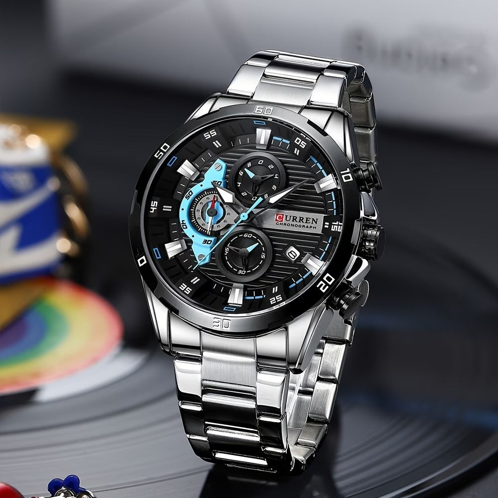 Luxury CURREN 8402 Men's Chronograph  Stainless Steel Watch