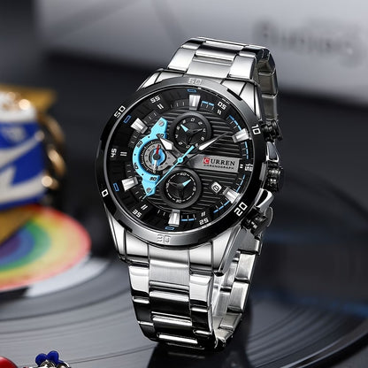 Luxury CURREN 8402 Men's Chronograph  Stainless Steel Watch