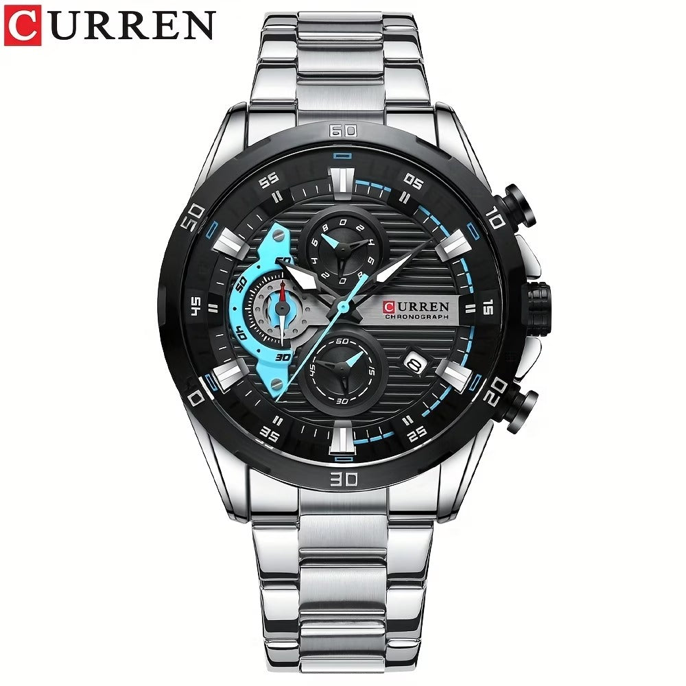 Luxury CURREN 8402 Men's Chronograph  Stainless Steel Watch