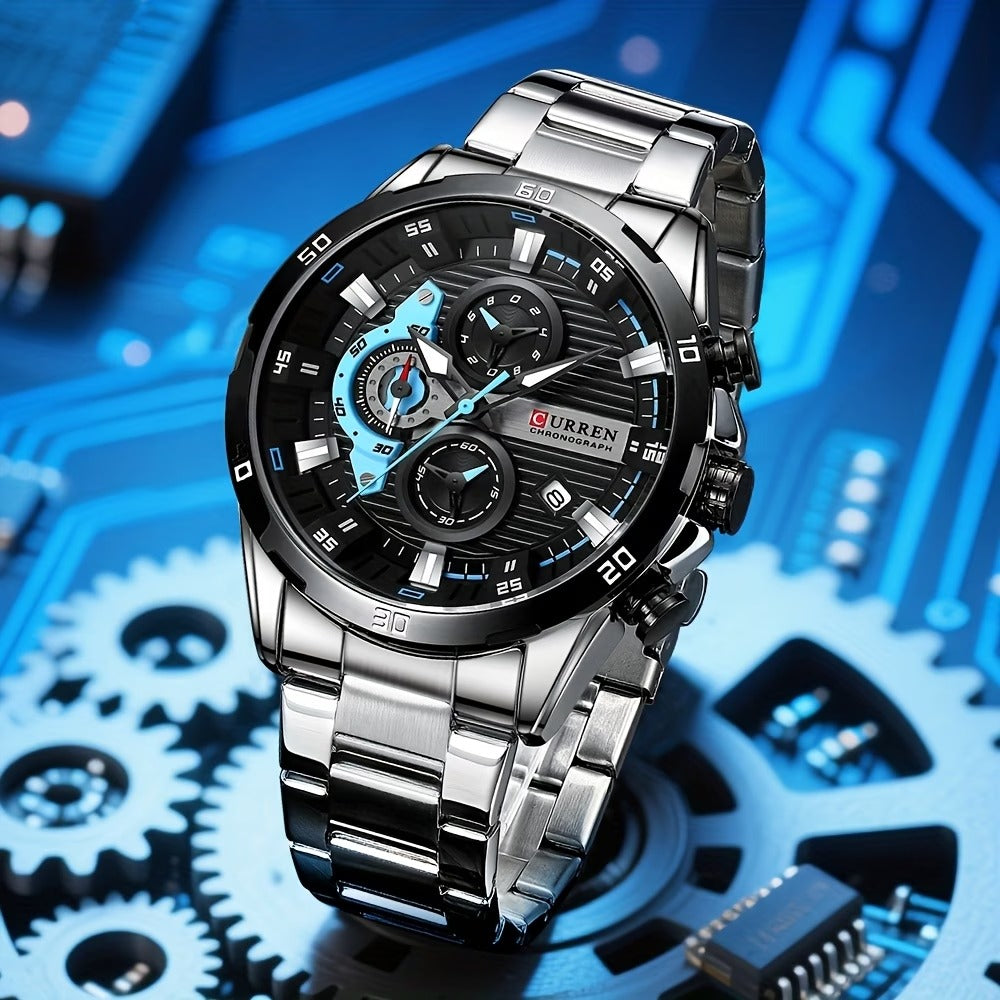 Luxury CURREN 8402 Men's Chronograph  Stainless Steel Watch