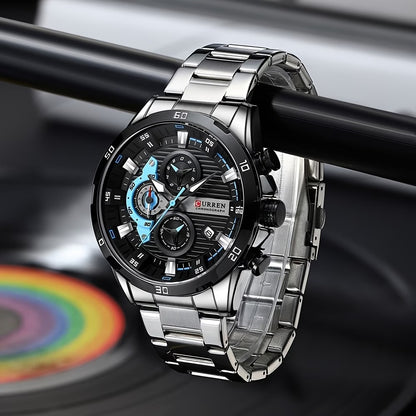 Luxury CURREN 8402 Men's Chronograph  Stainless Steel Watch