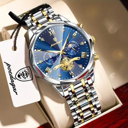 Luxury Men'S POYDAGAR Waterproof Chronograph Wristwatch