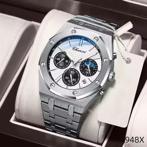 Luxury Business CHENXI Chronograph Moon Phase  Waterproof  Quartz Watches